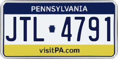 PA license plate JTL4791