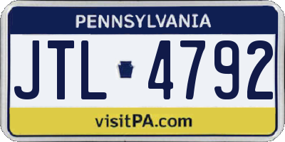 PA license plate JTL4792
