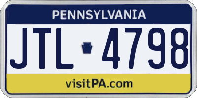 PA license plate JTL4798