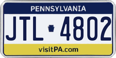 PA license plate JTL4802