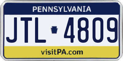 PA license plate JTL4809