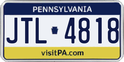PA license plate JTL4818