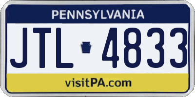 PA license plate JTL4833