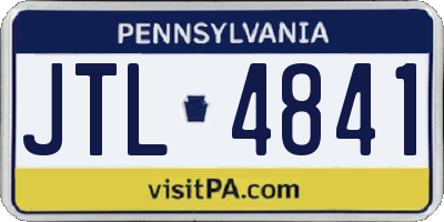 PA license plate JTL4841