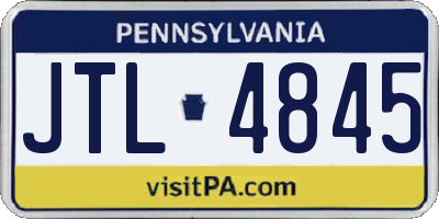 PA license plate JTL4845