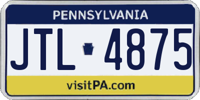 PA license plate JTL4875