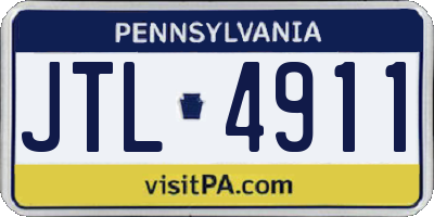 PA license plate JTL4911