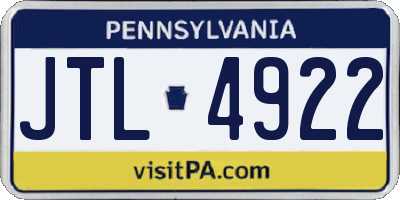 PA license plate JTL4922