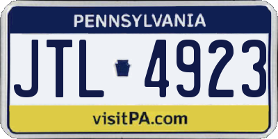 PA license plate JTL4923