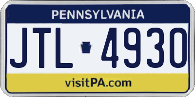 PA license plate JTL4930