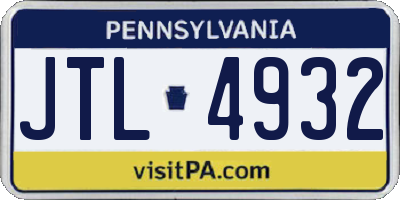 PA license plate JTL4932