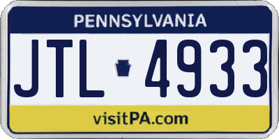 PA license plate JTL4933
