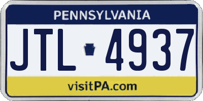 PA license plate JTL4937