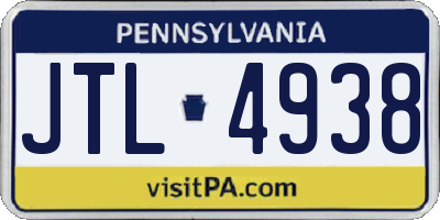 PA license plate JTL4938