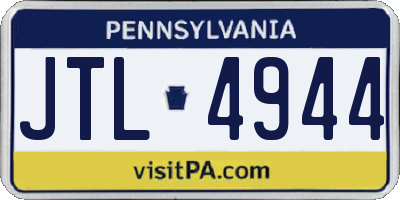 PA license plate JTL4944