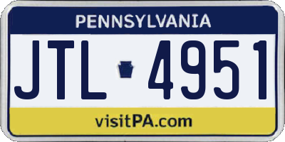 PA license plate JTL4951