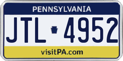 PA license plate JTL4952