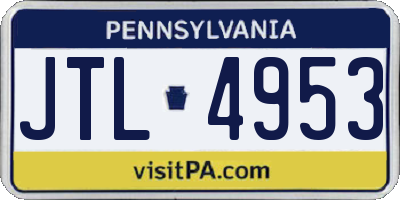 PA license plate JTL4953