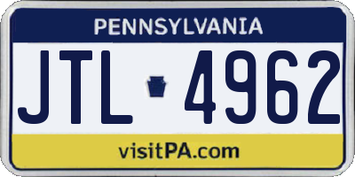 PA license plate JTL4962