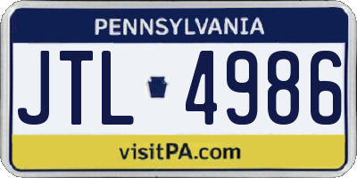PA license plate JTL4986