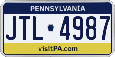 PA license plate JTL4987