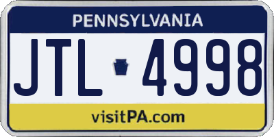PA license plate JTL4998