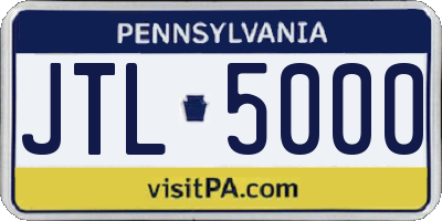 PA license plate JTL5000