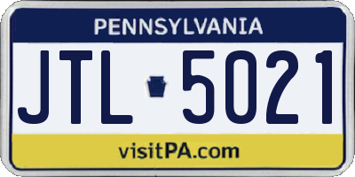 PA license plate JTL5021