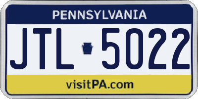 PA license plate JTL5022