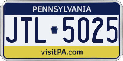 PA license plate JTL5025