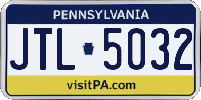 PA license plate JTL5032