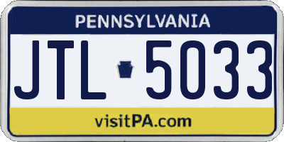 PA license plate JTL5033