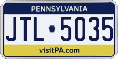 PA license plate JTL5035