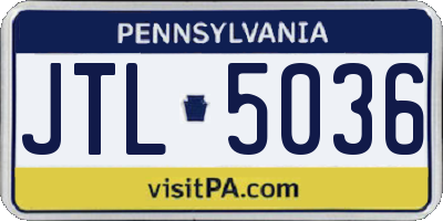 PA license plate JTL5036