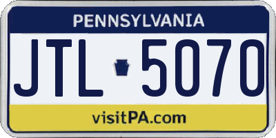 PA license plate JTL5070