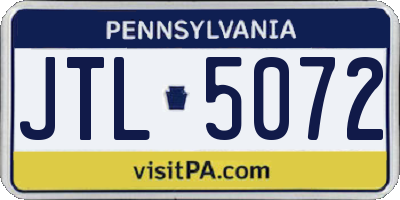 PA license plate JTL5072