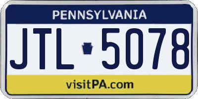 PA license plate JTL5078