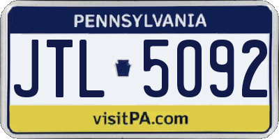 PA license plate JTL5092