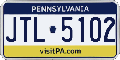 PA license plate JTL5102