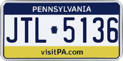 PA license plate JTL5136