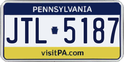 PA license plate JTL5187