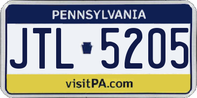 PA license plate JTL5205
