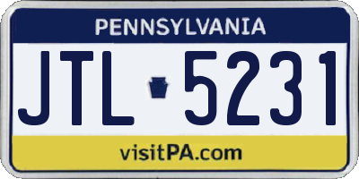 PA license plate JTL5231