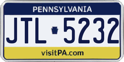 PA license plate JTL5232