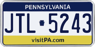 PA license plate JTL5243
