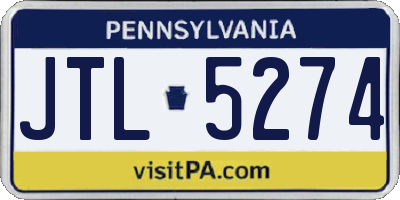 PA license plate JTL5274