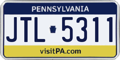 PA license plate JTL5311