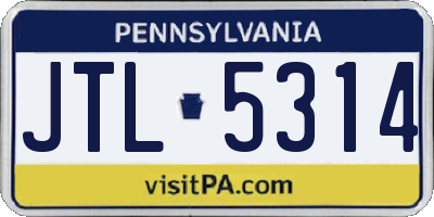PA license plate JTL5314