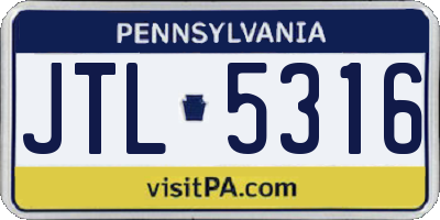 PA license plate JTL5316