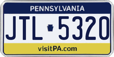 PA license plate JTL5320